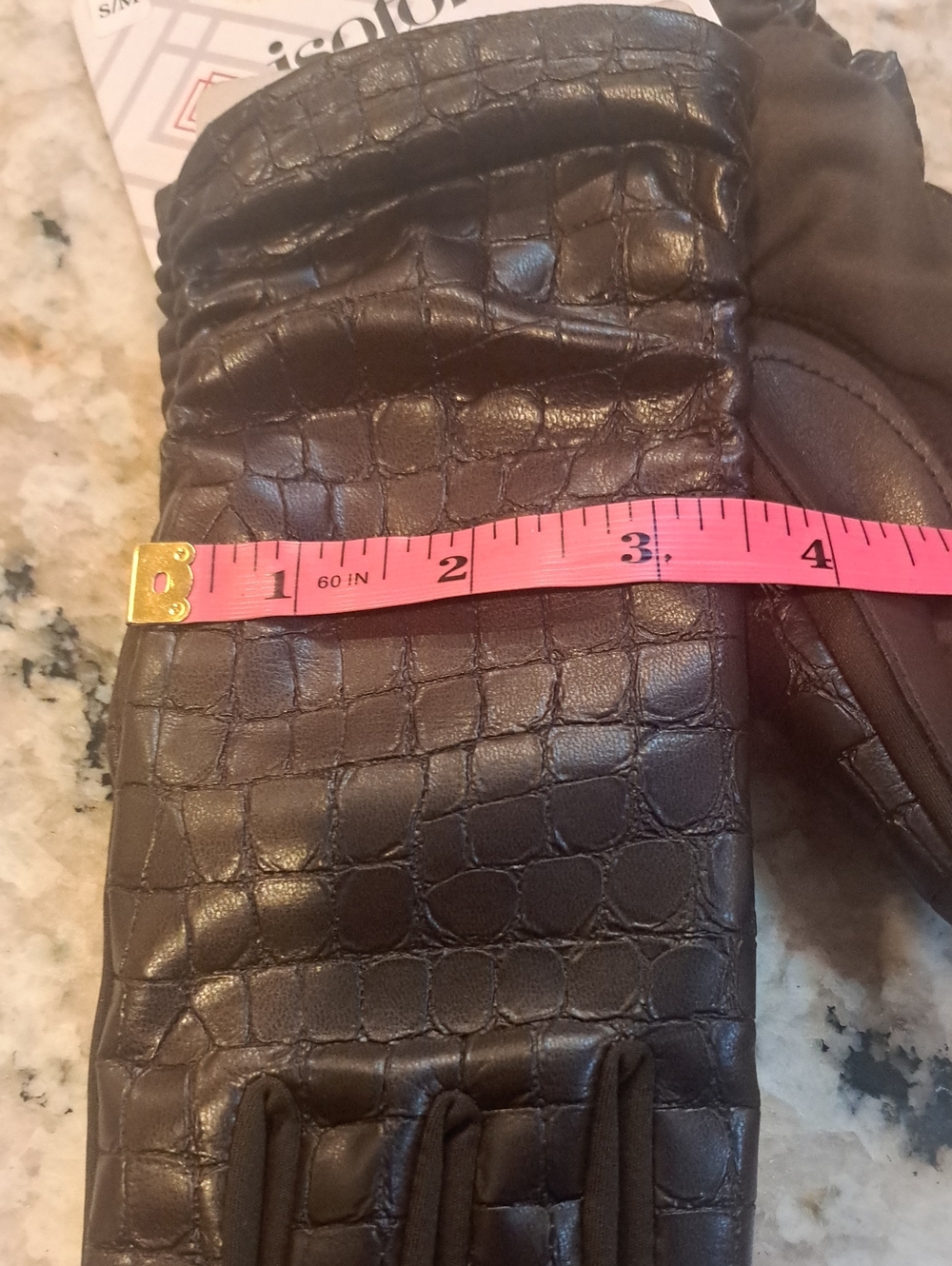 NEW Isotoner Women's Faux Croc Leather Gloves, Size S/M - Picture 10 of 10
